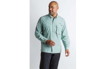 Image of ExOfficio Air Strip Check Plaid Long Sleeve Shirt Men's, Dusty Sage, S 10013159-6800_S
