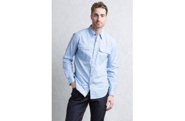 Image of ExOfficio BA Halo Stripe Long Sleeve Men's, Chambray, 2XL 11013019-5664_2XL