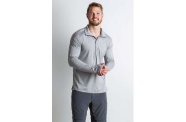 Image of ExOfficio BA Sol Cool Zip Neck Long Sleeve Shirt Men's, Cement, L 11113126-9430_L