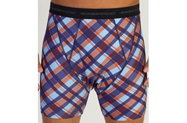 Image of ExOfficio Give-N-Go Boxer Brief - Men's-LG Plaid/LT Lapis-Small