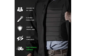 Image of FAB Defense Masada Fleece Concealed Body Armor Vest, Level IIIA, Black, Large, Masada-Fleece-IIIA L