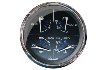 Image of Faria Beede Instruments 5" Multifunction Gauge Chesapeake Black w/Stainless Steel - Fuel, Oil PSI, Water Temp &amp; Voltmeter 75469