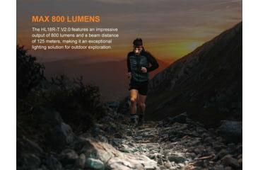 Image of Fenix Lighting HL18R-T V2.0 Lithium Ion 800 Lumens Luminus SST25 white LED, SST20 CRI80 LED, 2835 LED Headlamp, Black, HL18RTV2BK