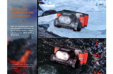 Image of Fenix Lighting HM65R-T V2.0 Lithium Ion 1600 Lumens Luminus SST40 LED, Luminus SST20 LED Headlamp, Black, HM65RTV2BK