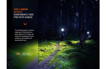 Image of Fenix Lighting HM65R-T V2.0 Lithium Ion 1600 Lumens Luminus SST40 LED, Luminus SST20 LED Headlamp, Black, HM65RTV2BK
