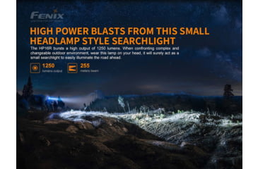 Image of Fenix Lighting HP16R 1250 Lumens Luminus SST40 LED, Cree XP-G3 S4 LED, 2835 LED Headlamp, Gray, HP16RXBK