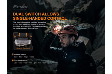 Image of Fenix Lighting HP16R 1250 Lumens Luminus SST40 LED, Cree XP-G3 S4 LED, 2835 LED Headlamp, Gray, HP16RXBK