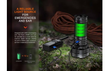 Image of Fenix Lighting LR40R V2.0 Lithium Ion 15000 Lumens Luminus SFT70 LED, Lumileds HL2X LED Flashlight, Black, LR40R2BK