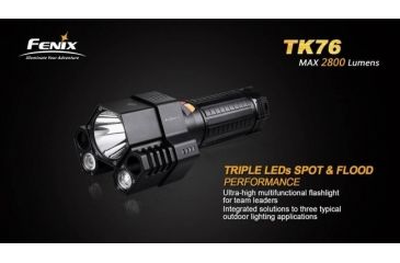 Image of Fenix TK76 3x CREE XM-L2 LED Flashlight, 2800 Lumens, Black, Runs on 4x 18650 Batteries FENIX-TK76-XML2