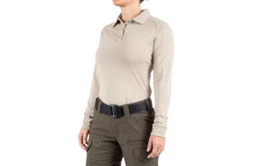 Image of First Tactical Performance Long Sleeve Polo - Womens, Khaki, Extra Large, 121503-055-XL