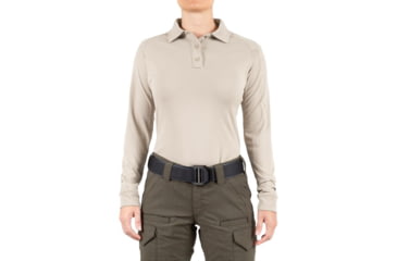 Image of First Tactical Performance Long Sleeve Polo - Womens, Khaki, Extra Large, 121503-055-XL