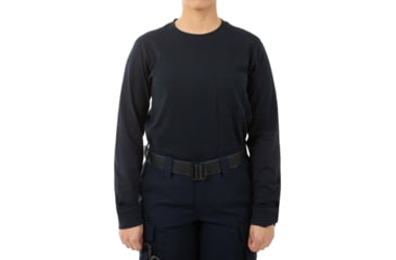Image of First Tactical Tactix Cotton Long Sleeve T-Shirt w/Chest Pocket - Womens, Midnight Blue, Large, 121510-729-L