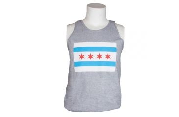 Image of Fox Outdoor City of Chicago Flag Mens Tanks and Tees, Chicago Flag - Grey - Tank Top, 3XL, 64-703 XXXL