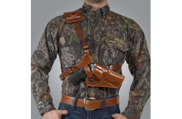 Image of Galco Great Alaskan Shoulder Holster System, Colt SAA 4.75in .357 Magnum/.44 Special/.45 S&amp;W, Ruger Blackhawk .357/.44/.45 4.625in, Ruger Vaquero .357/.44/.45 4.625in, Right, Plain, Tan, GA142