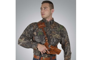 Image of Galco Great Alaskan Shoulder Holster System, Colt SAA 4.75in .357 Magnum/.44 Special/.45 S&amp;W, Ruger Blackhawk .357/.44/.45 4.625in, Ruger Vaquero .357/.44/.45 4.625in, Right, Plain, Tan, GA142