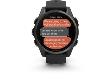 Image of Garmin fenix 8 AMOLED 43mm GPS Watch, Sapphire, Carbon Gray DLC Titanium with Black/Pebble Gray Silicone, 010-02903-20
