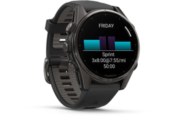 Image of Garmin fenix 8 AMOLED 43mm GPS Watch, Sapphire, Carbon Gray DLC Titanium with Black/Pebble Gray Silicone, 010-02903-20