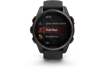 Image of Garmin fenix 8 AMOLED 43mm GPS Watch, Sapphire, Carbon Gray DLC Titanium with Black/Pebble Gray Silicone, 010-02903-20