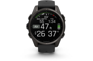 Image of Garmin fenix 8 AMOLED 43mm GPS Watch, Sapphire, Carbon Gray DLC Titanium with Black/Pebble Gray Silicone, 010-02903-20