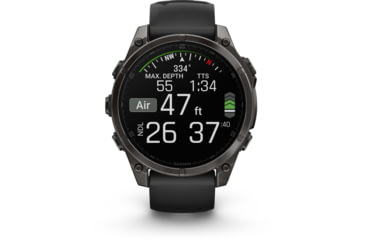 Image of Garmin fenix 8 AMOLED 47mm GPS Watch, Sapphire, Carbon Gray DLC Titanium with Black/Pebble Gray Silicone, 010-02904-20
