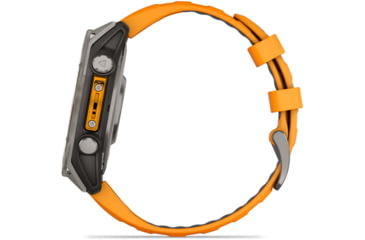 Image of Garmin fenix 8 AMOLED 47mm GPS Watch, Sapphire, Titanium with Spark Orange/Graphite Silicone Band, 010-02904-10