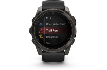 Image of Garmin fenix 8 AMOLED 51mm GPS Watch, Sapphire, Carbon Gray DLC Titanium with Black/Pebble Gray Silicone, 010-02905-20