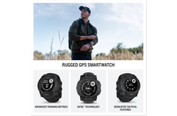 Image of Garmin Instinct 3 Solar Tactical Watch, Black, 50mm, Polymer/Aluminum, Black, Silicone, 010-02935-50