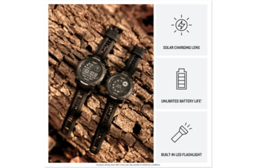 Image of Garmin Instinct 3 Solar Tactical Watch, Black, 50mm, Polymer/Aluminum, Black, Silicone, 010-02935-50
