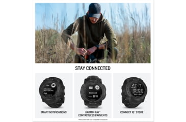 Image of Garmin Instinct 3 Solar Tactical Watch, Black, 50mm, Polymer/Aluminum, Black, Silicone, 010-02935-50