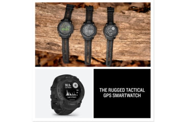 Image of Garmin Instinct 3 Solar Tactical Watch, Black, 50mm, Polymer/Aluminum, Black, Silicone, 010-02935-50