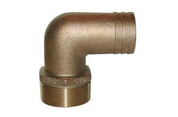 Image of GROCO NPT x 1" ID Bronze 90 Degree Pipe to Hose Fitting Standard Flow Elbow 1" 74275