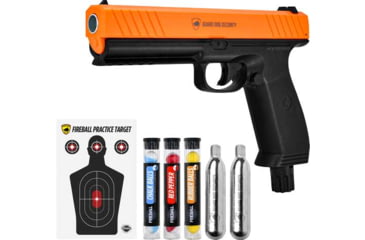 Image of Guard Dog Security FireBall CO2 Pepper Gun, 6 Pepper Balls, 6 Rubber Balls, 6 Chalk Balls, 2 CO2 Cartridge, Target Practice, Black/B.Orange, PG-GDFB-BK-S2