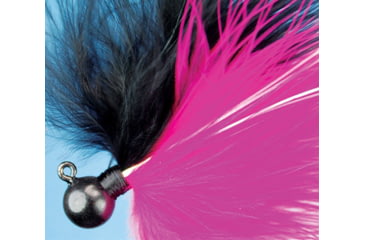 Image of Hawken Outdoors Fire Flies Marabou Flash Jig, 1/4 oz, 1/0 Hook, Black &amp; Pink with Red Micro Light Stick, FFM14010