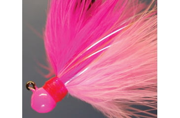 Image of Hawken Outdoors Fire Flies Marabou Flash Jig, 1/4 oz, 1/0 Hook, Pink on Pink with Red Micro Light Stick, FFM14013