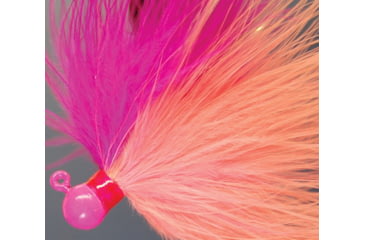 Image of Hawken Outdoors Fire Flies Marabou Flash Jig, 1/4 oz, 1/0 Hook, Pink &amp; Peach with Red Micro Light Stick, FFM14017