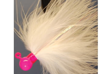 Image of Hawken Outdoors Fire Flies Marabou Flash Jig, 1/4 oz, 1/0 Hook, Pink &amp; White with Red Micro Lightstick, FFM14008