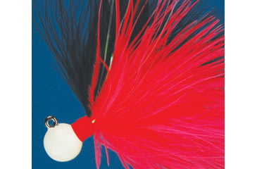 Image of Hawken Outdoors Fire Flies Marabou Flash Jig, 1/4 oz, 1/0 Hook Red/White &amp; Black with Red Micro Light Stick, FFM14016