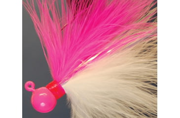 Image of Hawken Outdoors Fire Flies Marabou Flash Jig, 1/8 oz, 1/0 Hook, 8015 Pink &amp; White with Red Micro Light Stick, FFM18015