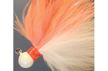 Image of Hawken Outdoors Fire Flies Marabou Flash Jig, 1/8 oz, 1/0 Hook, Pearl White &amp; Peach with Red Micro Light Stick, FFM18005