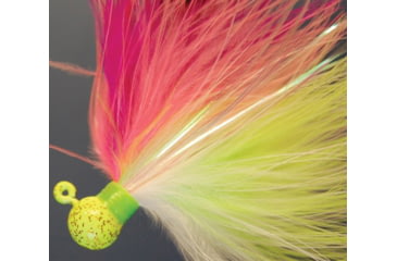 Image of Hawken Outdoors Fire Flies Marabou Flash Jig, 1/8 oz, 1/0 Hook Pink/Cerise/White/Peach &amp; Chartreuse with Green Micro Light Stick, FFM18007