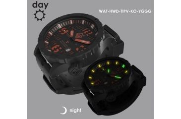 Image of Hazard 4 HeavyWater Diver Titanium Black PVD Dive Watch,Black Dial,Orange Graphics,Green Bezel,Nylon Strap WAT-HWD-TIPV-KO-YGGG