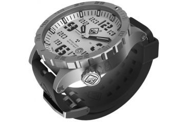 Image of Hazard 4 HeavyWater Diver Titanium Tritium Dive Watch,White Dial,Black Graphics,Green Bezel,Nylon Strap WAT-HWD-TI-WK-GGYG