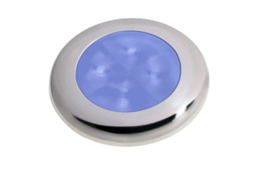 Image of Hella Marine Slim Line 12V LED Enhanced Brightness Round Courtesy Lamp, Stainless Steel Bezel, Blue, 980502221