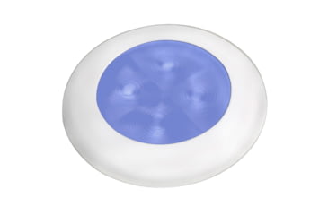 Image of Hella Marine Slim Line 12V LED Enhanced Brightness Round Courtesy Lamp, White Plastic Bezel, Blue, 980502241