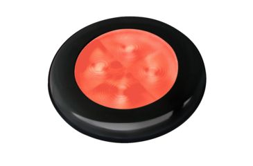 Image of Hella Marine Slim Line 12V LED Enhanced Brightness Round Courtesy Lamp, Black Plastic Bezel, Red, 980507251