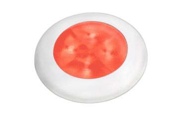 Image of Hella Marine Slim Line 12V LED Enhanced Brightness Round Courtesy Lamp, White Plastic Bezel, Red, 980507241