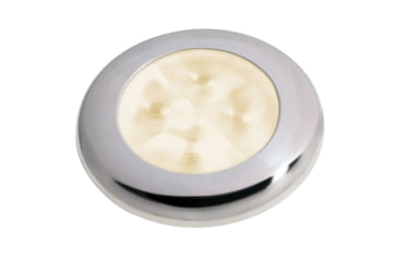 Image of Hella Marine Slim Line 12V LED Enhanced Brightness Round Courtesy Lamp, Stainless Steel Bezel, Warm White, 980500721