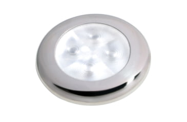 Image of Hella Marine Slim Line 12V LED Enhanced Brightness Round Courtesy Lamp, Stainless Steel Bezel, White, 980500521