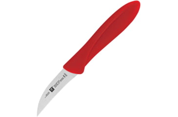 Image of HENCKELS ZWILLING Twin Master Bird's Beak Peeler Knife, 6.63in Overall, 2.25in Satin Finish Stainless Blade, Red Plastic Handle, 32100-063