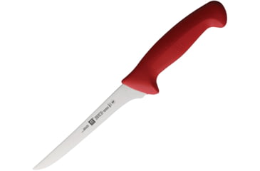 Image of HENCKELS ZWILLING Twin Master Boning Knife, 11.75in Overall, 6in Satin Finish Stainless Blade, Red Plastic Handle, 32100-163